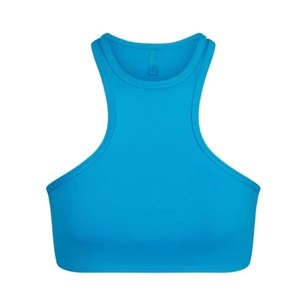 SKIMS NWT Recycled Swim High Neck Racerback Top in Turquoise Size Large